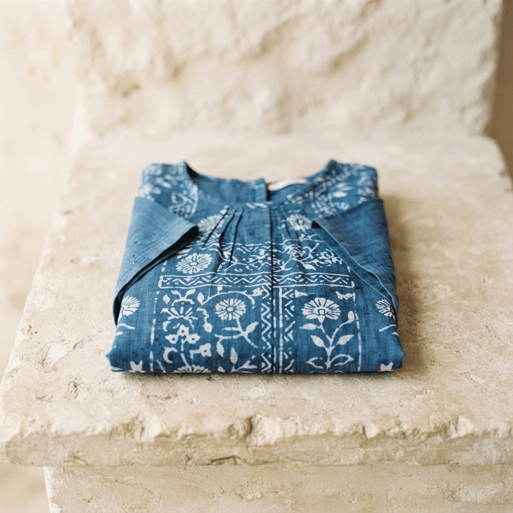 Indigo Block Blouse in Indigo